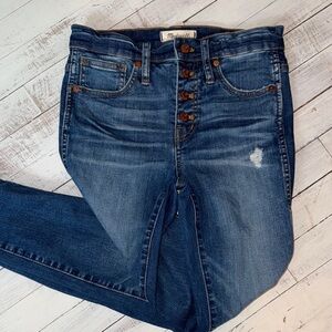 Madewell High Rise Blue Jeans with Distressed Details